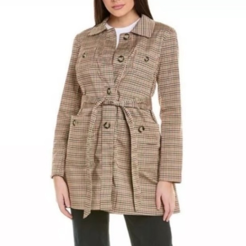CAbi Sherlock Houndstooth Trench Coat Size Large Style No  3734